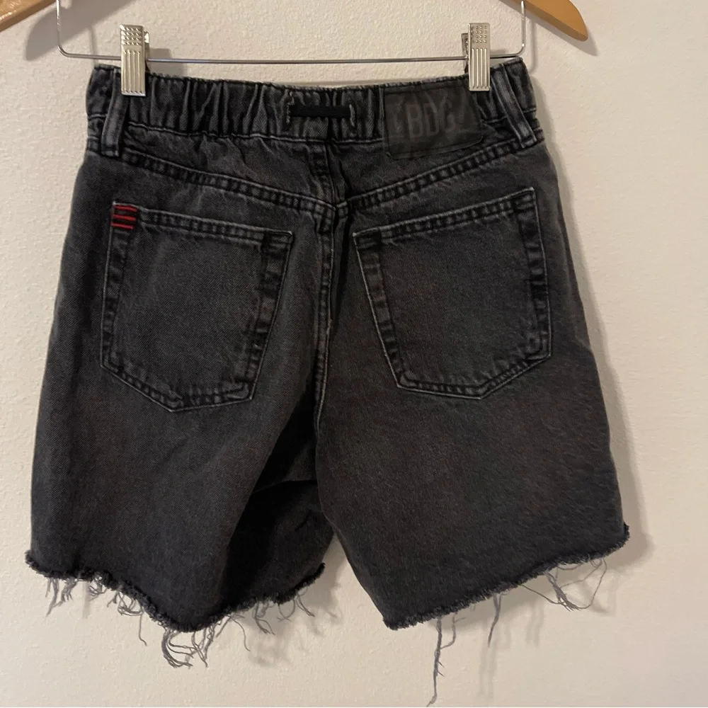 Urban Outfitters High Rise Cutoff Long Shorts Drawstring Black Cotton Denim-S